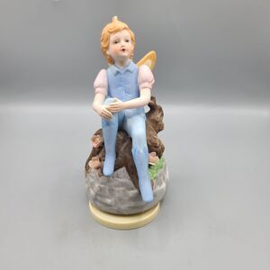 Mann Ceramic Fairy Sitting On A Tree Music Box 1982 Twaian